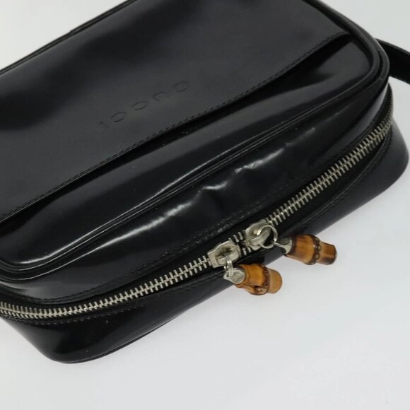 GUCCI Shoulder Bag Patent leather Black Silver Auth ep10410 - Picture 7 of 15